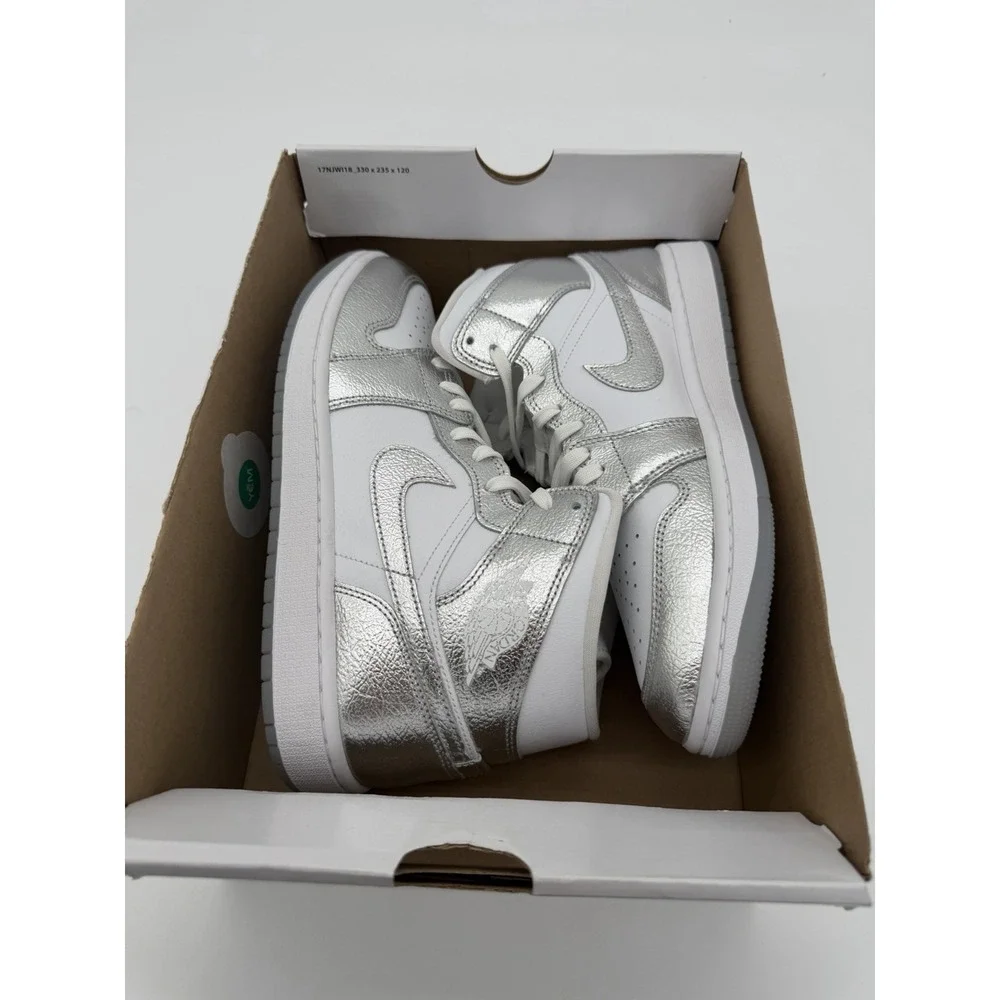 Women's 11 / Men's 9.5 - Nike Jordan 1 Mid Metallic Silver FN5031-100 No Box Lid
